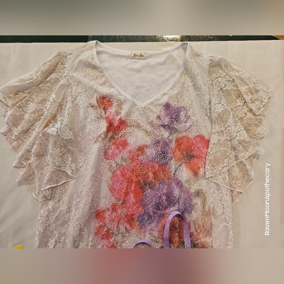 Brittany Black 1x  Flower Print Shirt - Picture 9 of 12